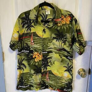 Rima Shirt Men’s Sz M Colorful Hawaiian Caribbean Button Up Short Sleeve Beach